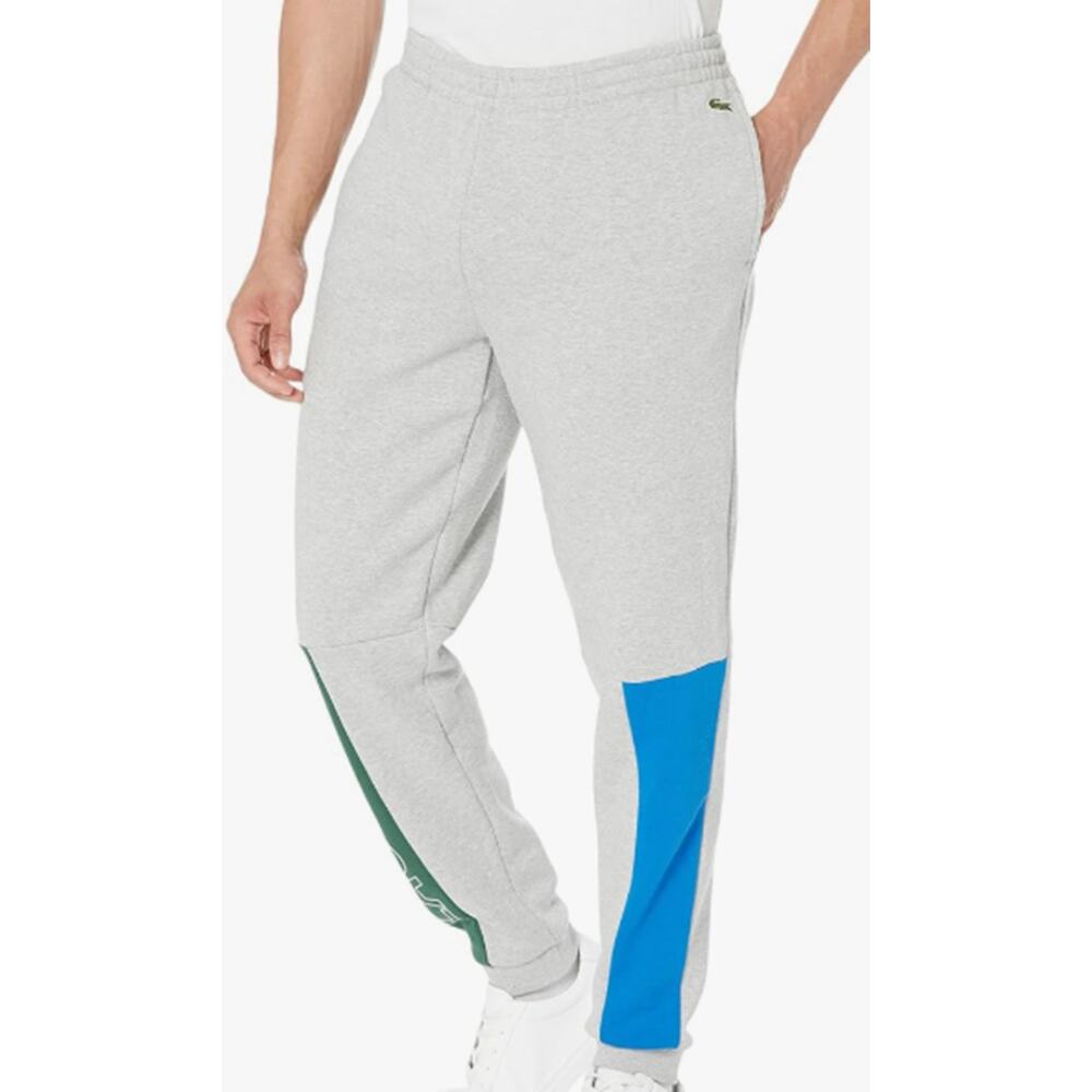 Lacoste Men's Color-Blocked Joggers On Side Leg Silver Chine/Blue Royal/Green XL